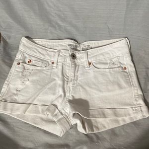 Low rise white jean shorts